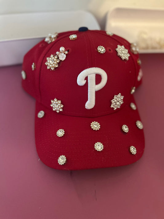 Blinged Out Phillies Cap – Handmade Crystal Snapback